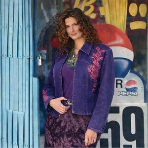 Double D Ranch Collector Lined Embroidered Denim Jacket Floral M